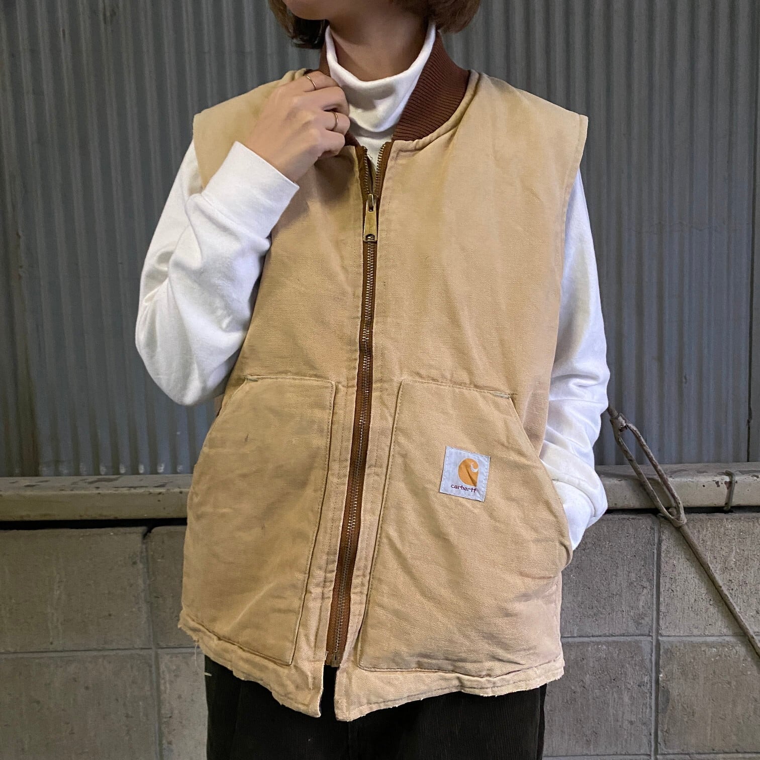 90年代 USA製 Carhartt カーハート ダック地 ベスト メンズL相当 古着 90s ヴィンテージ ビンテージ キルティングライナー  キャメルブラウン 茶色 【ワークジャケット】【cs2212-10a】 | cave 古着屋【公式】古着通販サイト