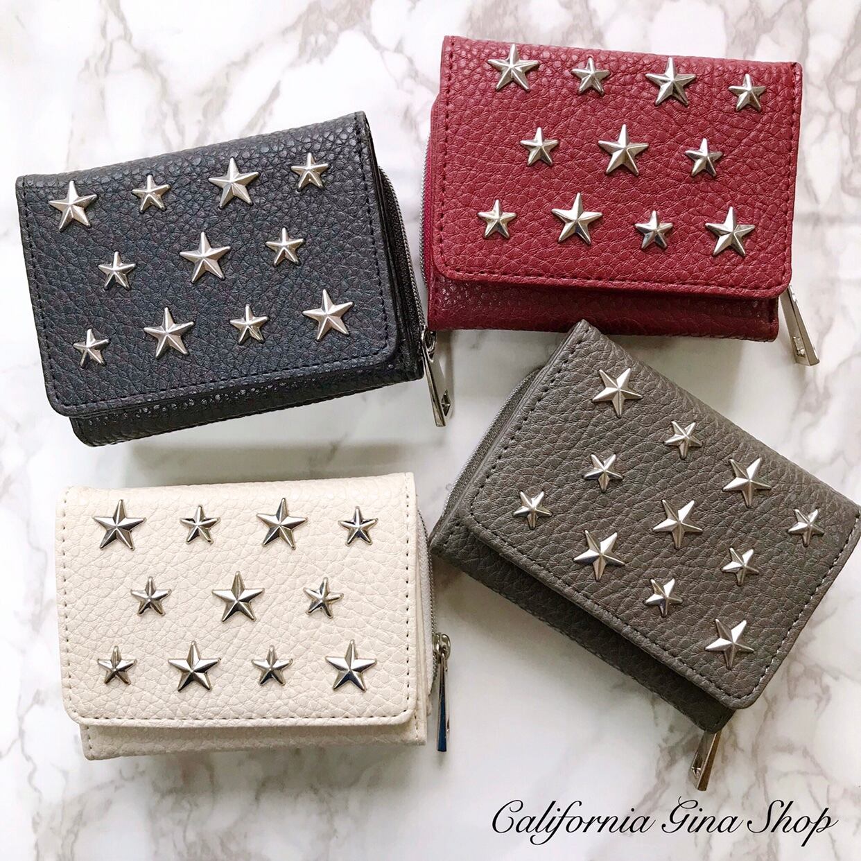 【即納】大特価SALE!!3つ折りミニ財布♡スター 星 大人カジュアル 可愛い お洒落 秋冬 小さい コンパクト 財布 西海岸