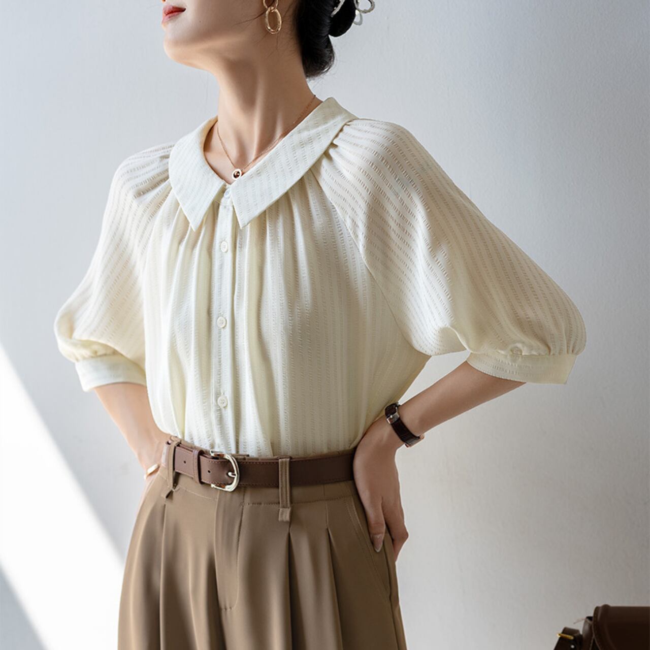 レトロカラー ストライプ シャツ