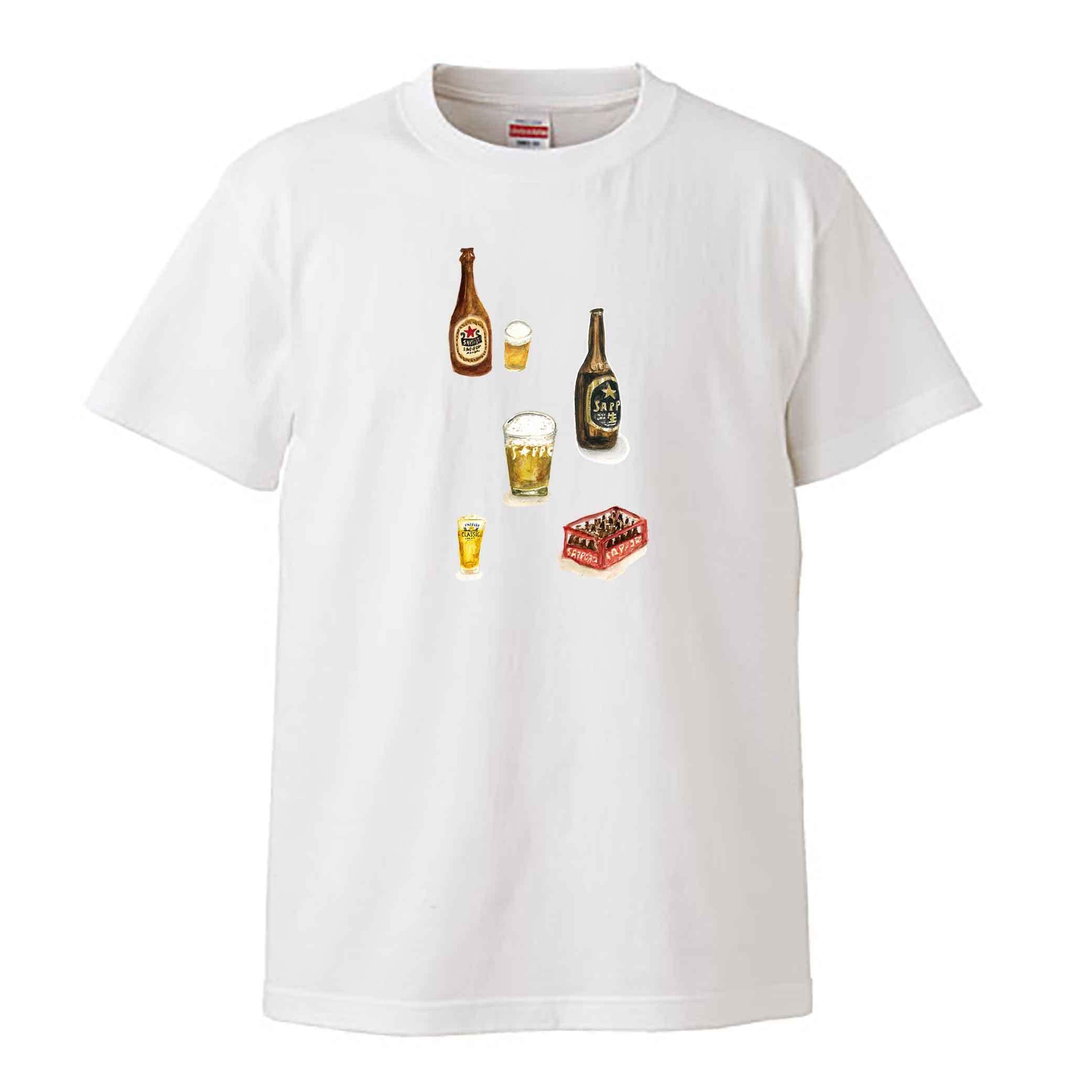 ビールいろいろ / Tシャツ / あべみちこ /  -WHITE-