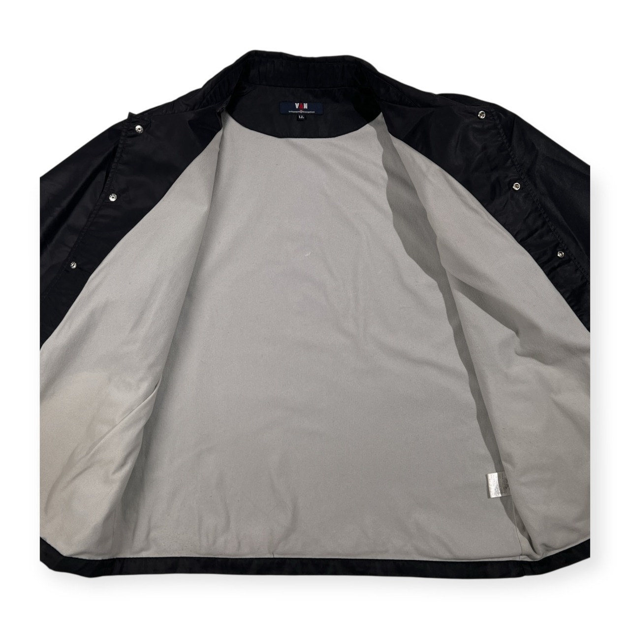希少 レア VAN JAC ヴァンヂャケット ロゴプリント ナイロン コーチジャケット サイズ LL /ビンテージ/オールド/ブラック/ベルソン