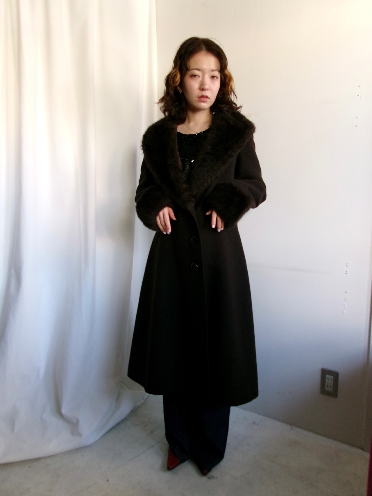 Fur shawl design coat Made in Italy