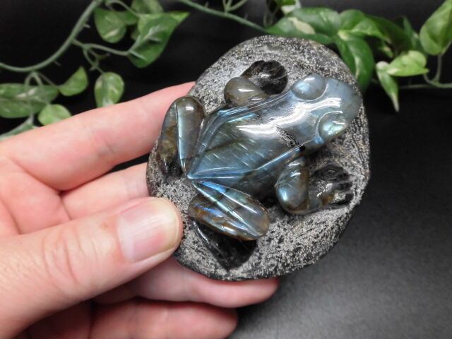 【送料無料】【高品質】ラブラドライトカエル　no.1