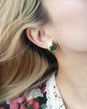 GIVENCHY gold & green earrings
