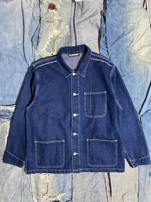 DENIM LINE EMBROIDERY LOOSE COVER ALL JACKET