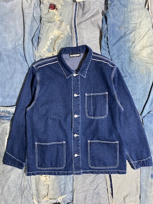 DENIM LINE EMBROIDERY LOOSE COVER ALL JACKET