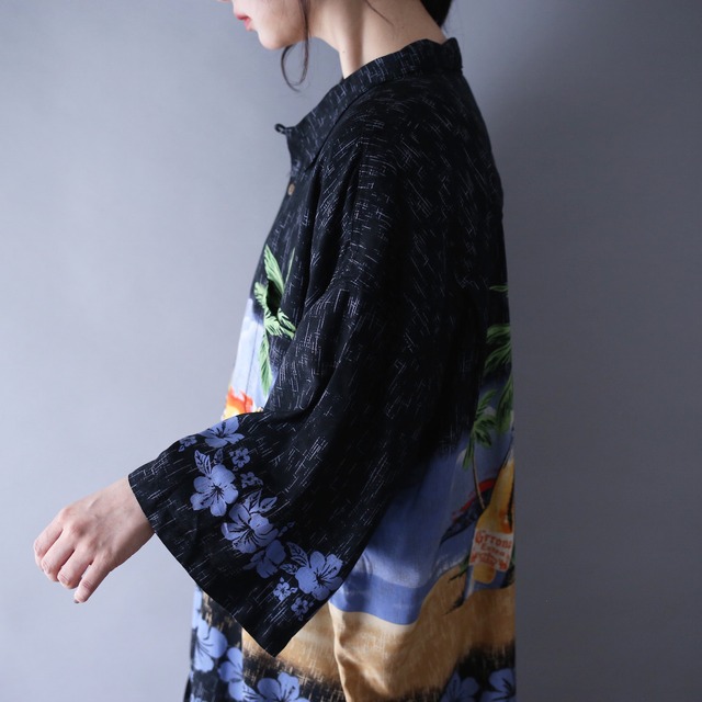 "BIG DOGS" XXX super over silhouette unique botanical pattern h/s shirt