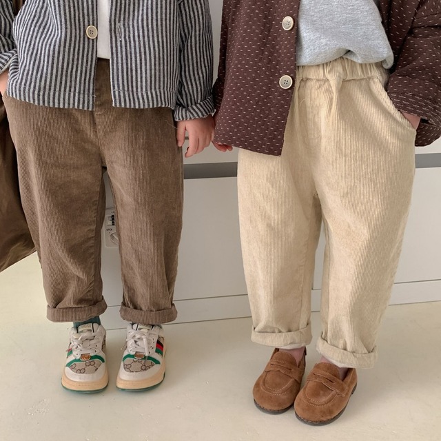 【80-150】秋ストレッチコーデュロイパンツ キッズ 男女兼用