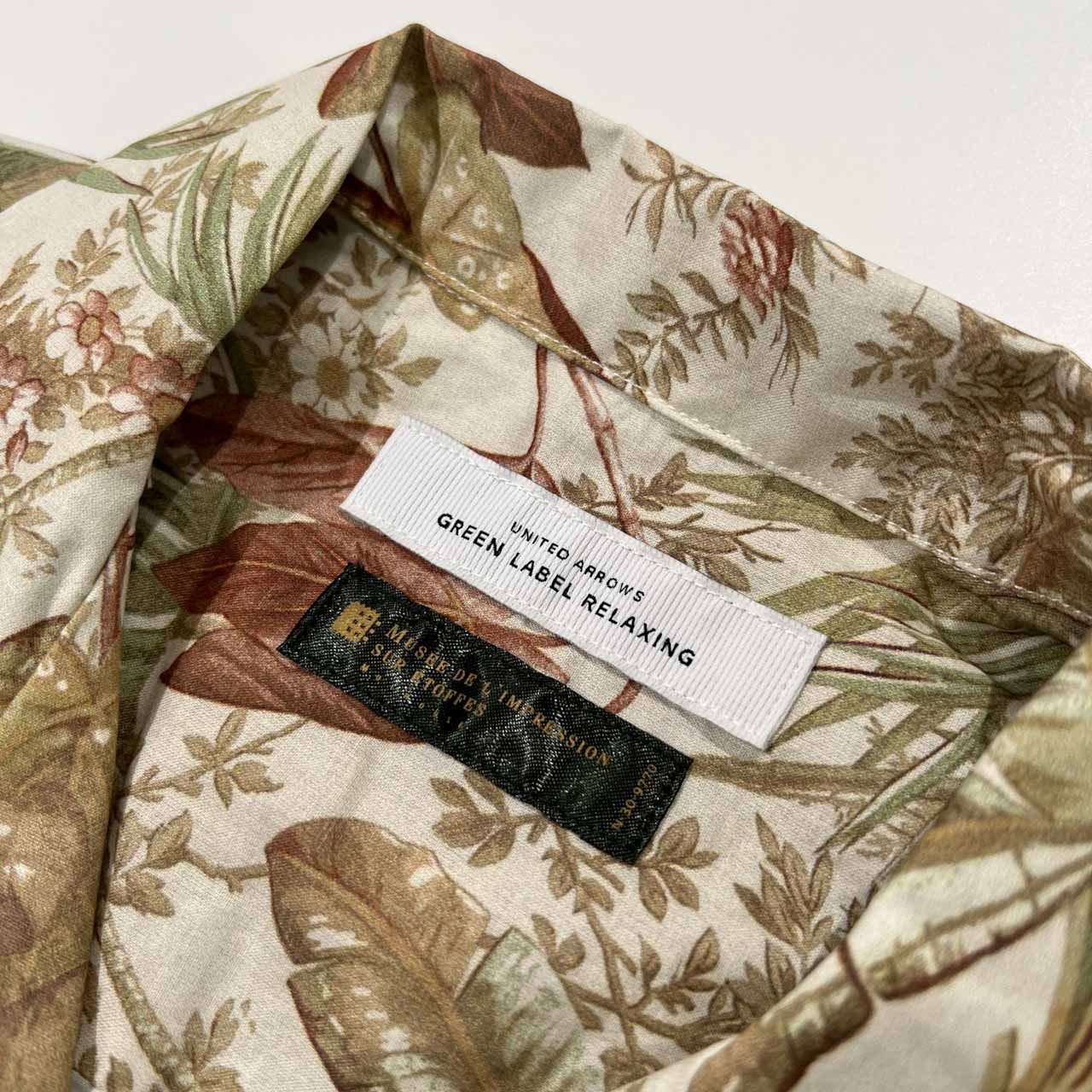 green label relaxing UNITED ARROWS ミュールズ染織美術館 グリーンレーベルリラクシング 開襟 オープンカラー 半袖シャツ サイズ S