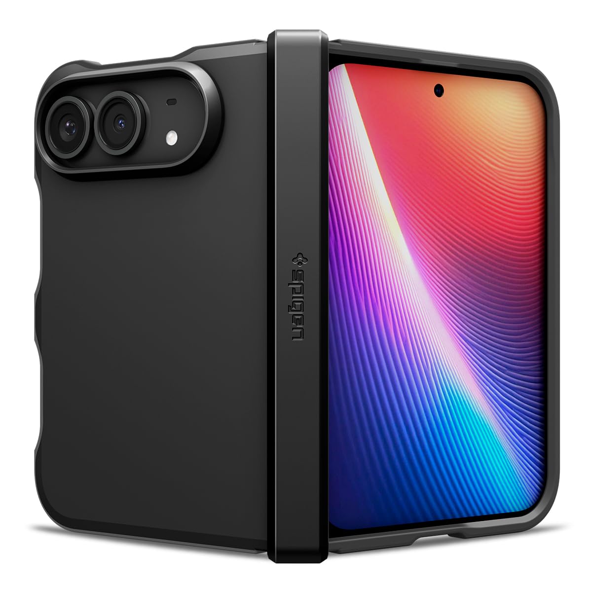 Spigen iPhone Duo ケース MagSafe対応 ヒンジ保護 耐衝撃 タフアーマー・プロ・マグフィット(ブラック)