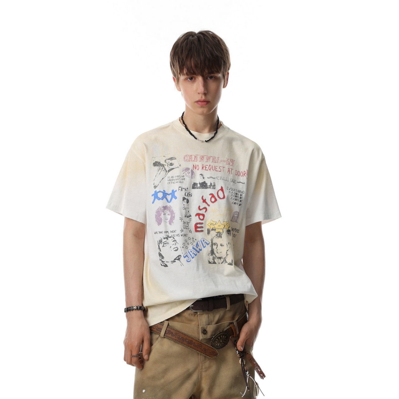 VINTAGE ストリート 錆加工 グラフィティTシャツ T2124