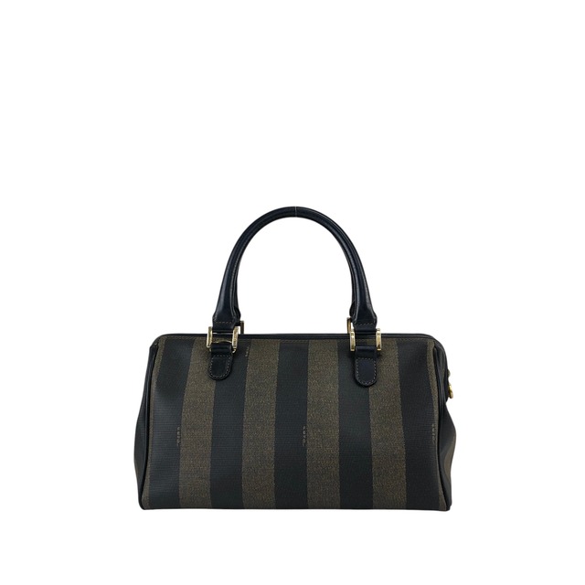 FENDI フェンディ ペカン ハンドバッグ ブラック FFロゴ PVC 2way ミニボストン vintage ヴィンテージ オールド 3d83yd