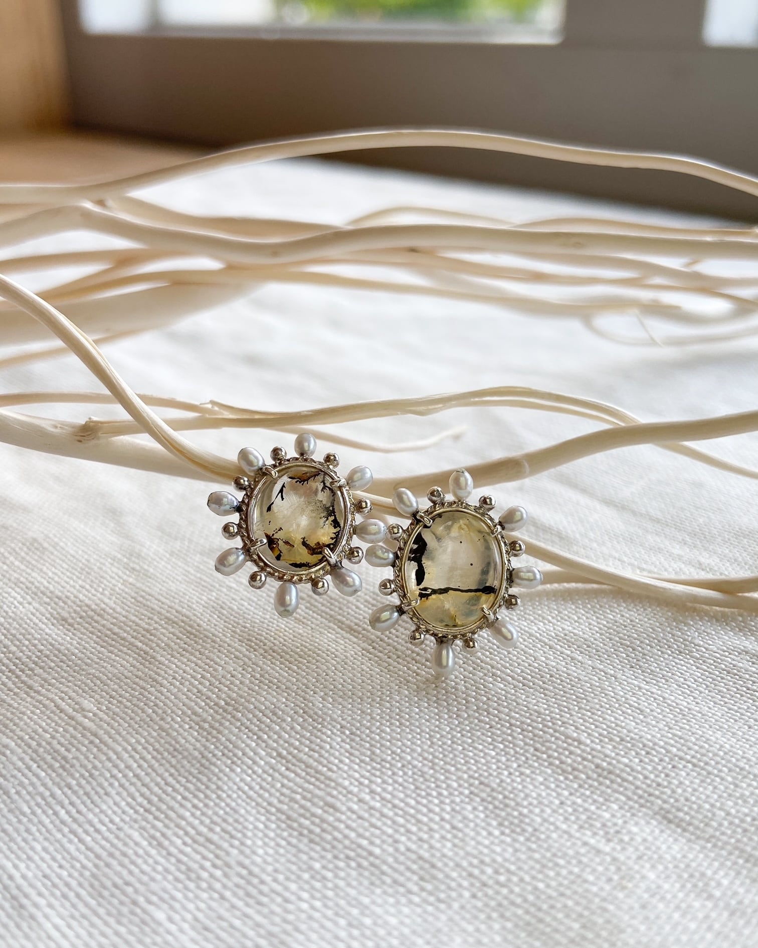 art jewelry marble　デンドライトクォーツピアス