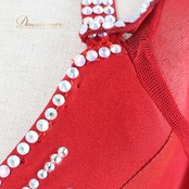 社交ダンス 衣装 スタンダードドレス ドレス スタンダード ワンピース ワイン フロート レース フリル デモ 競技 ダンス パーティ 発表会 forever フォーエバー レッド系 オレンジ系 高級感 上品 スカート4枚重ね シルエット 発表会用 おしゃれ モダン 社交用 フォーマル