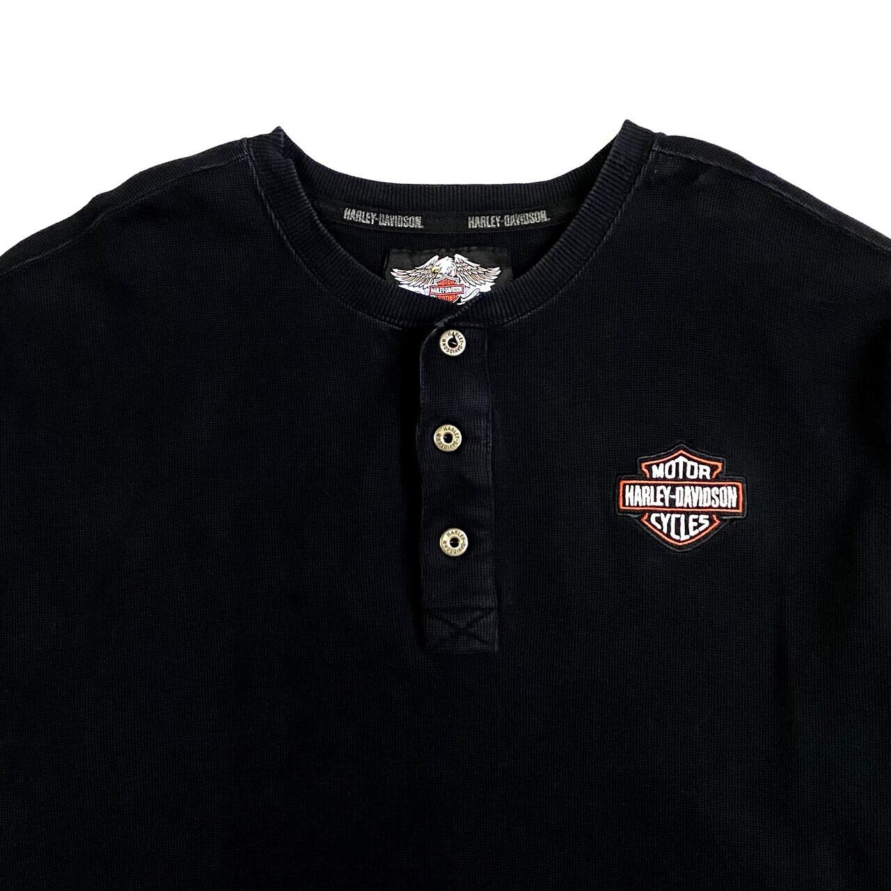 Harley-Davidson ハーレーダビッドソン 両面刺繍 ヘンリーネック