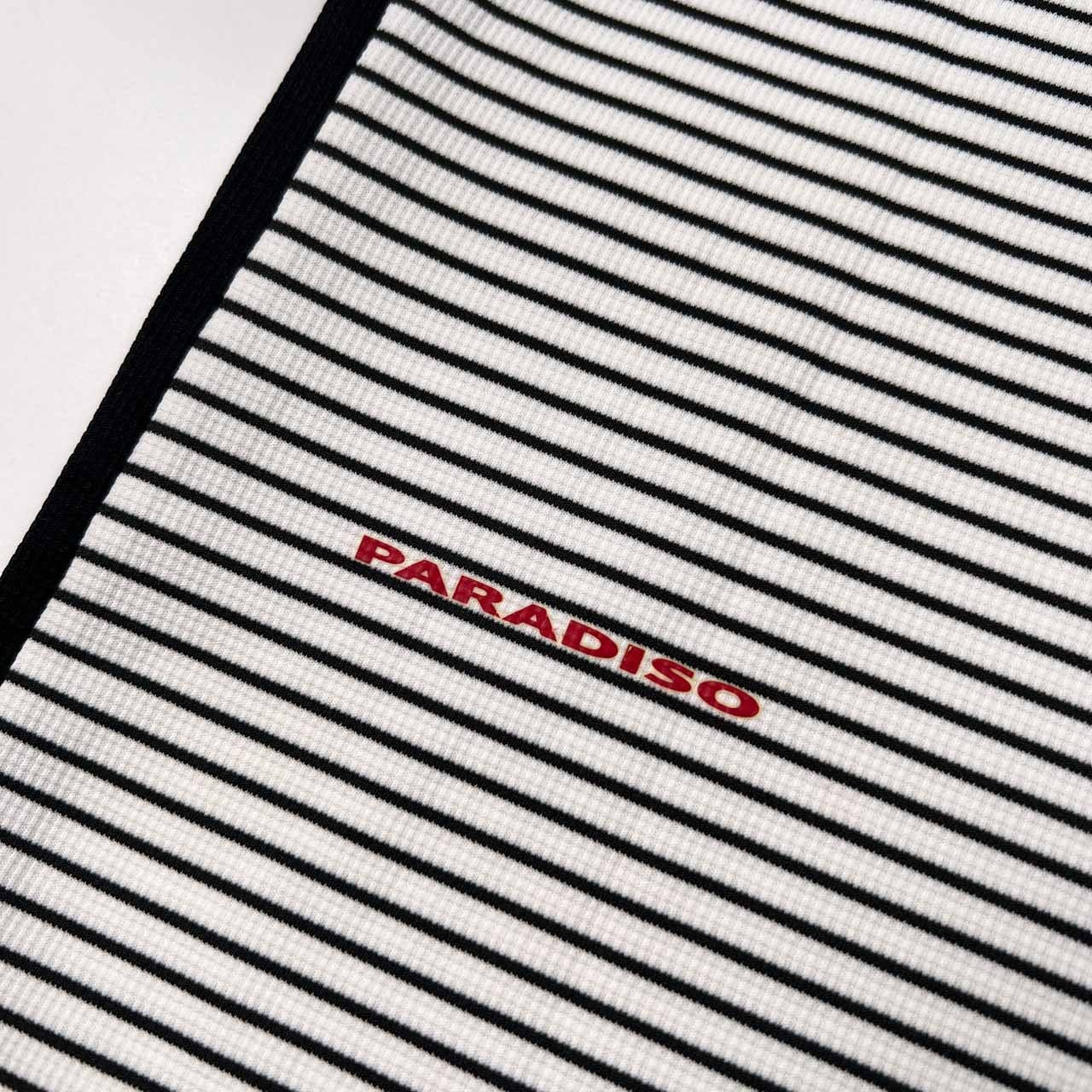 Paradiso GOLF パラディーゾ ゴルフ ボーダー柄 半袖Tシャツ カットソー サイズ M /レディース/ホワイト×ブラック