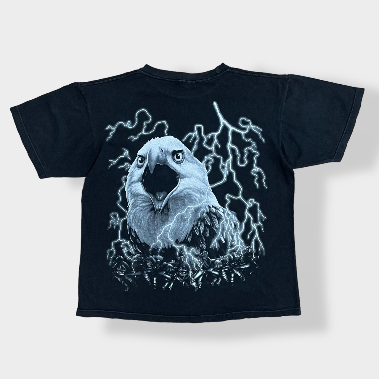 【SPARKY】アメリカンサンダー風 Tシャツ 両面プリント バックプリント イラスト プリント 個性的 迫力 L相当 Thunder US古着