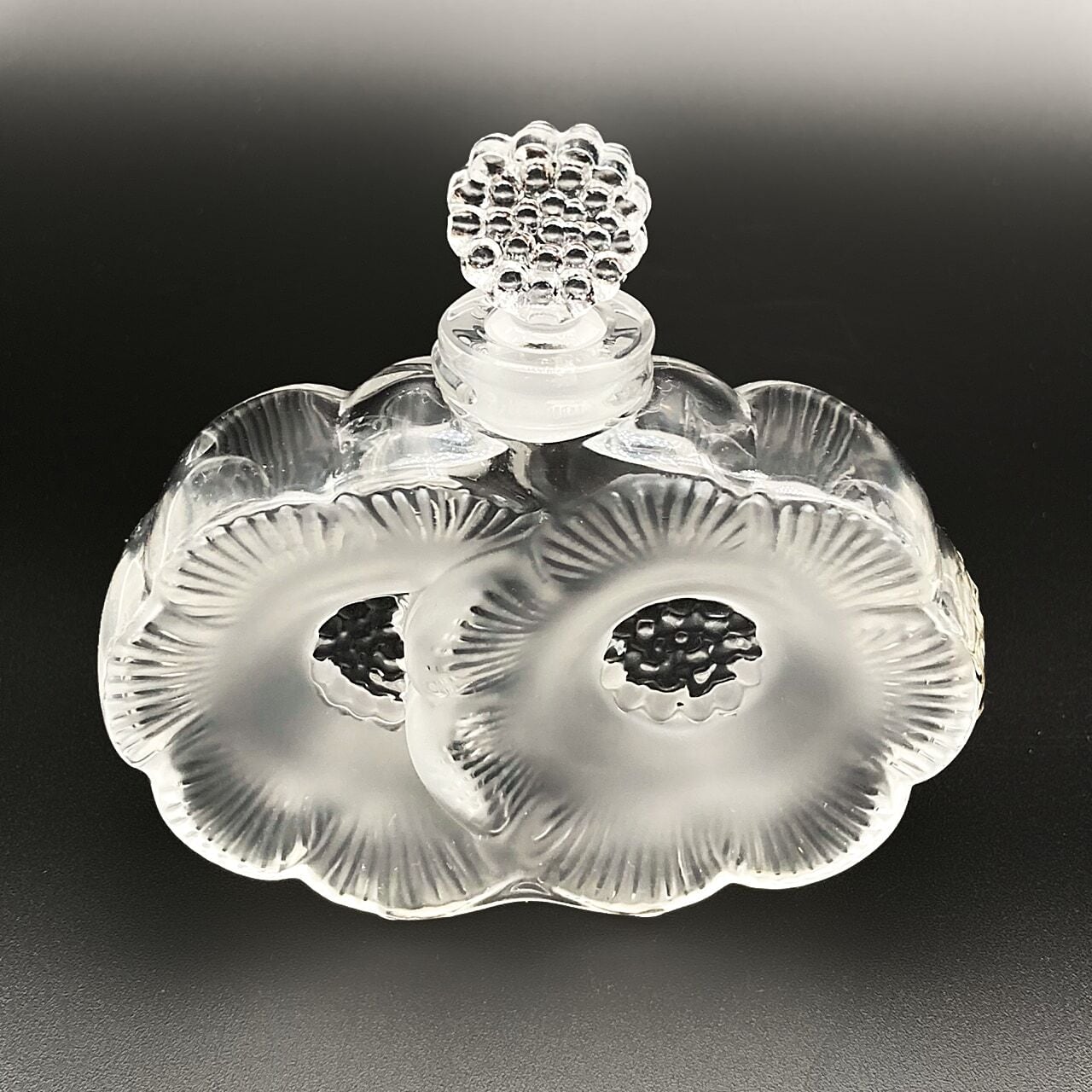 ラリック Lalique フランス クリスタルガラス 花瓶 ブーゲンビリア 琥珀