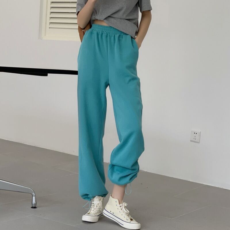 ギャザーパンツ ハイウェストウェストスプリングカジュアル 春物 ブラックストロベリース47623600108