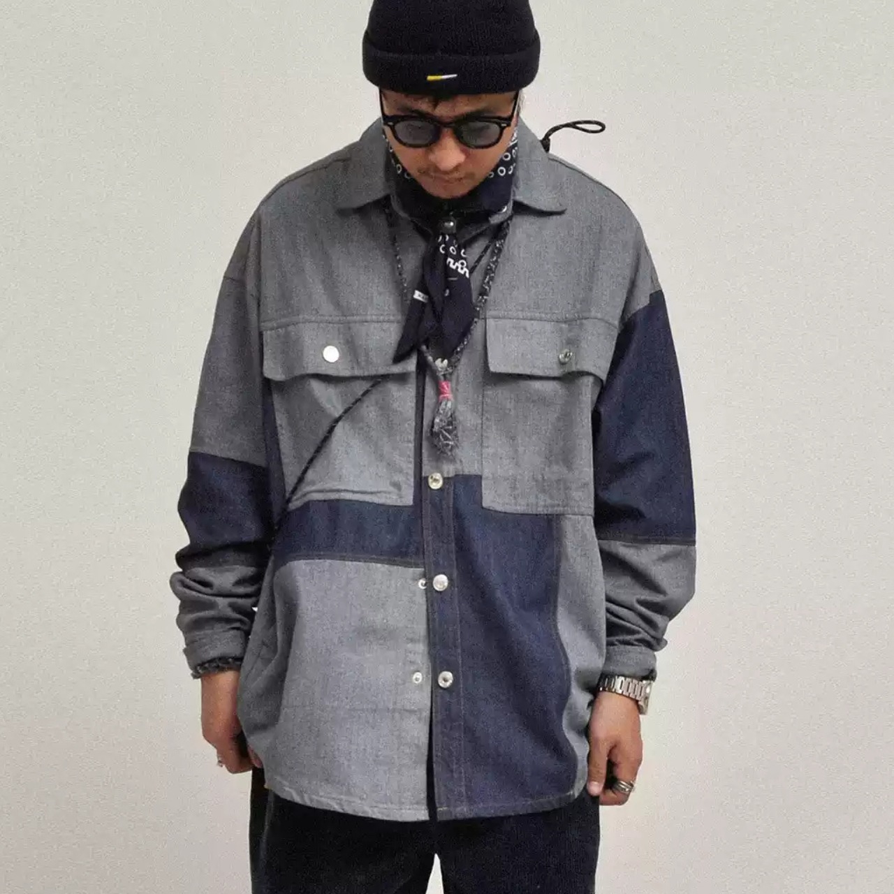 デニム パッチワーク デザインシャツ K5393 - 1