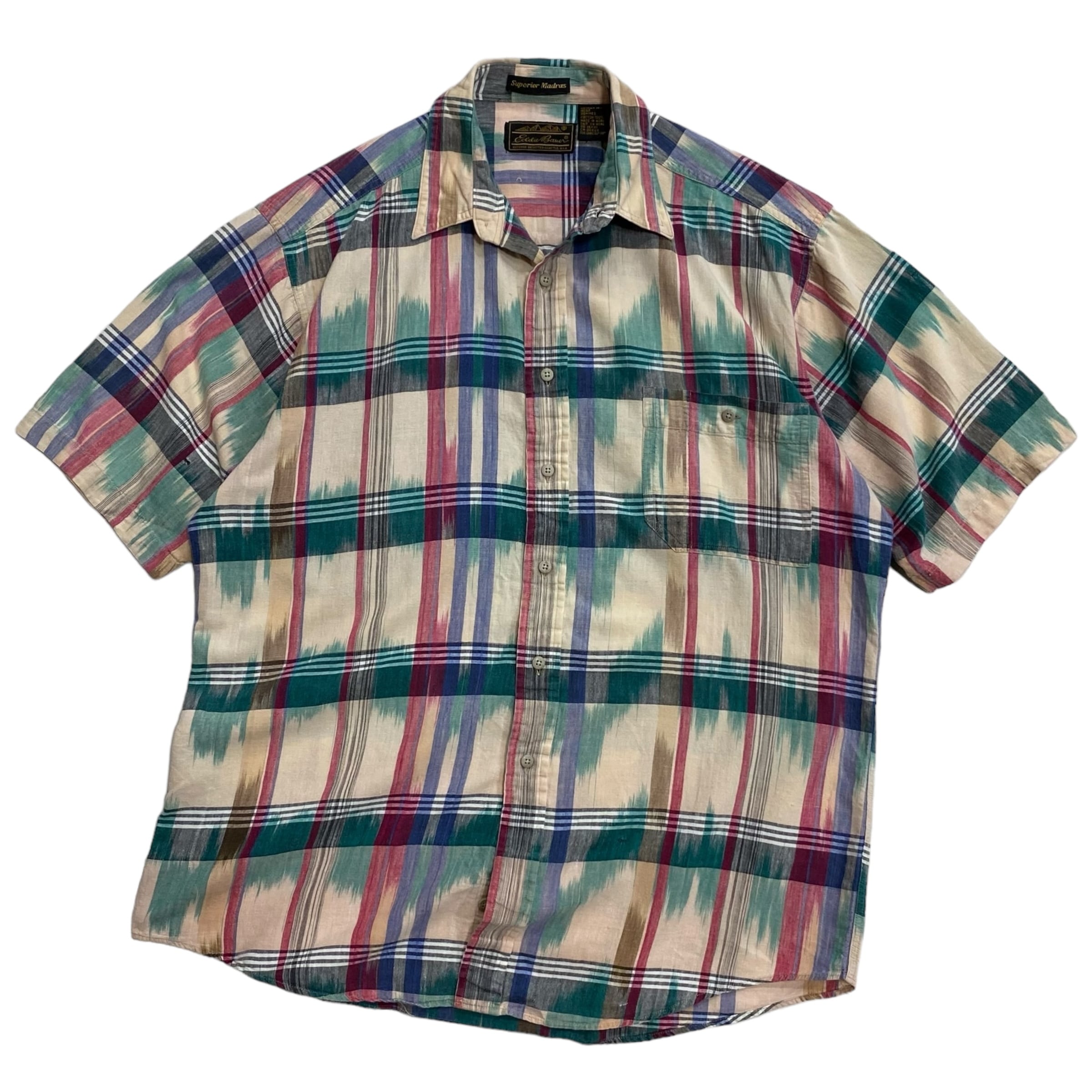 古着 80s USA製 Eddie Bauer チンスト チェック コットン コーチ