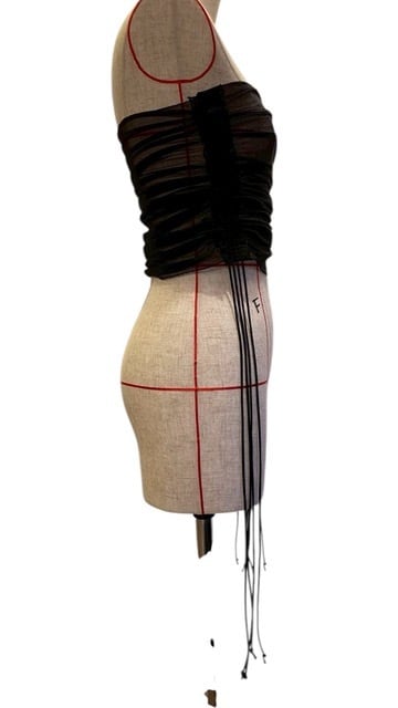 FUMIE=TANAKA フミエタナカ sheer gather bustier F26S37（BLK