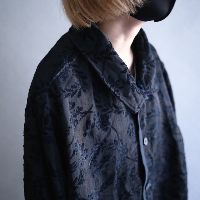"blue × black" reversible design beautiful reef pattern box silhouette jacket