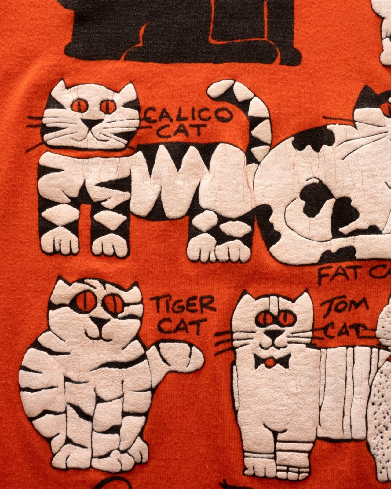 【古着】90’ｓSan Francisco土産 ねこ沢山発泡プリント オレンジT - 10