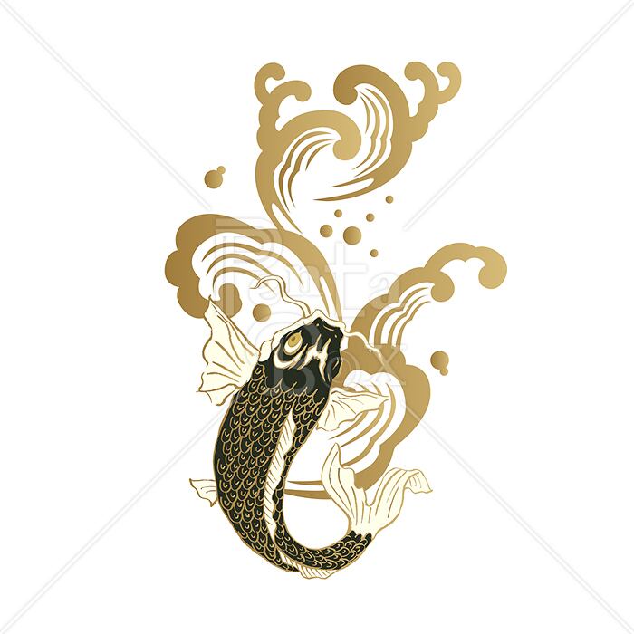 デザインテレキャスター和風鯉デザイン 粋 双金鯉半袖Tシャツ 絡繰魂 242074 和柄 和風 刺繍 コイ 桜 サクラ