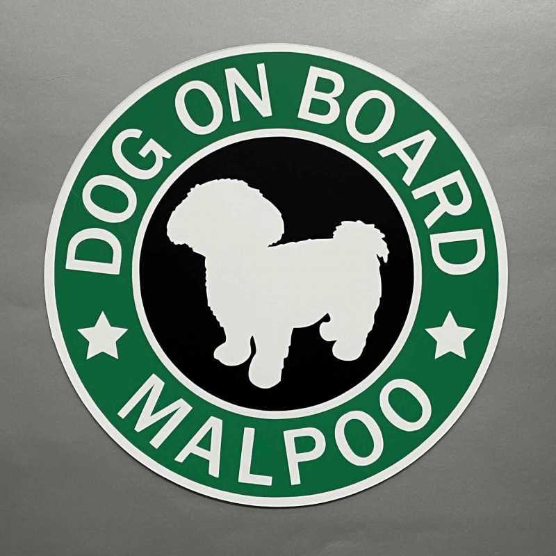 犬（マルプー）スタバ風 マグネット ステッカー 防水 車用 | あいけんと