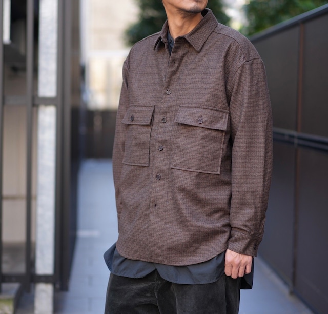 EVAN KINORI(エヴァン キノリ) /  Big Shirt Fox Superfine Merino Check-Rust/Dark Brown-