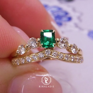 K18YG天然エメラルド★溜息のジャルダン★グランドロイヤルクラウンリング