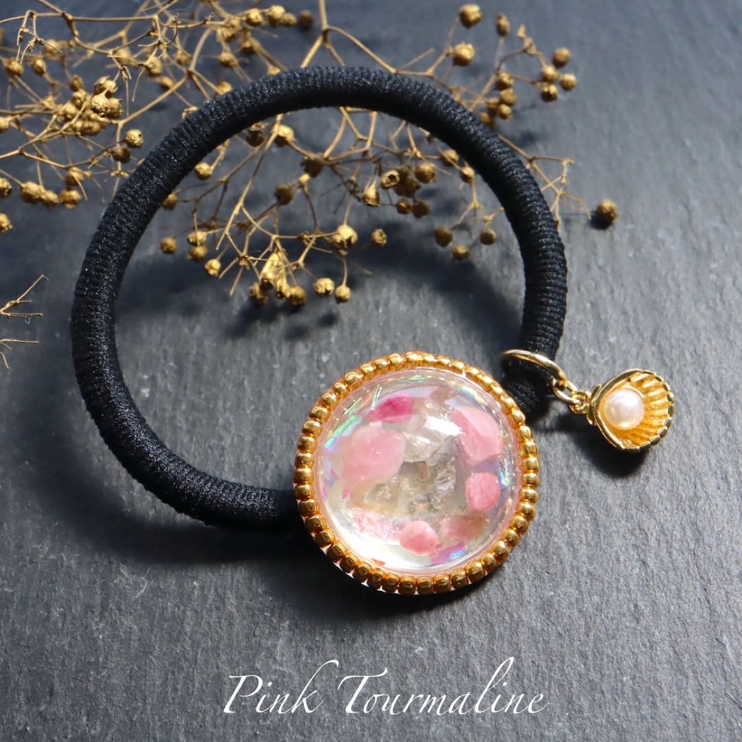 ヘアゴム   天然石  パワーストーン  大人可愛い！ピンクトルマリン♡ ヘアゴム 天然石 パワーストーン 大人可愛い！ピンクトルマリン♡