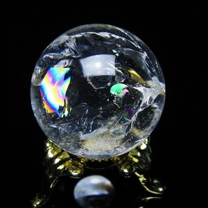アイリスクォーツ 水晶 丸玉 虹入り 27mm 水晶玉 置物 スフィア 141-6958