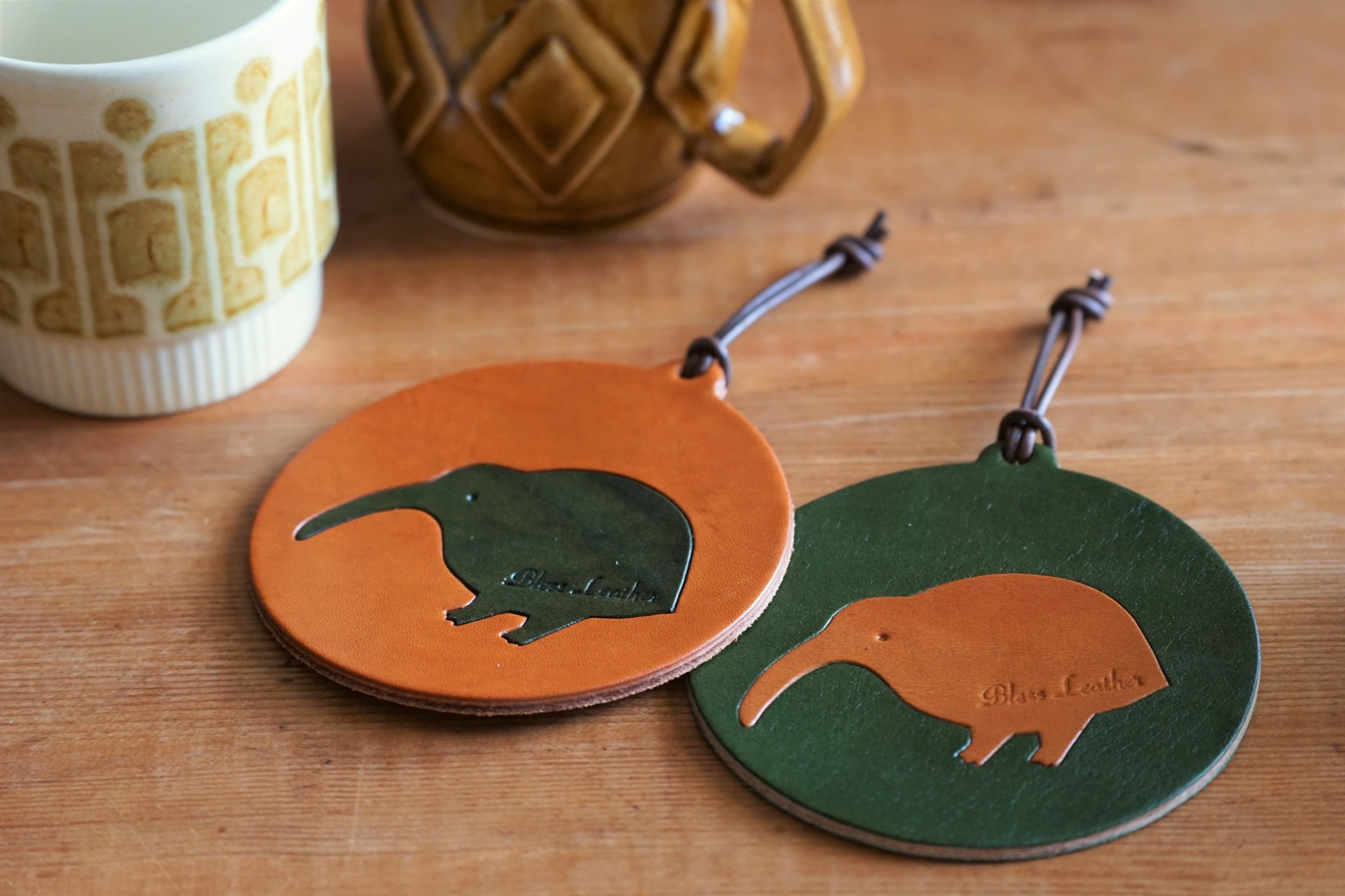 KIWI コースター 2枚セット | 革細工とニュージーランド雑貨のお店