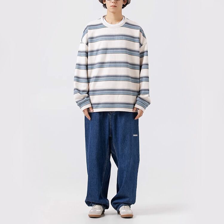 ★COLOR CONTRAST STRIPED ROUND NECK T(unisex)　　　A0791