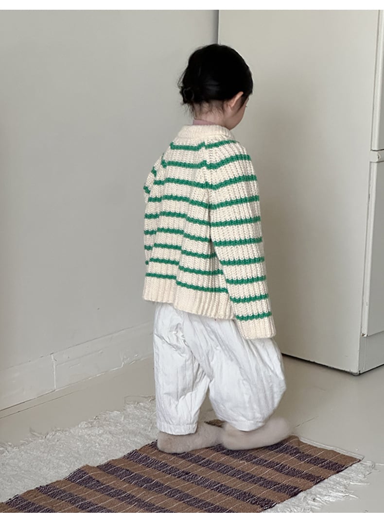 100,110cm　2colorボーダージッパーセーター