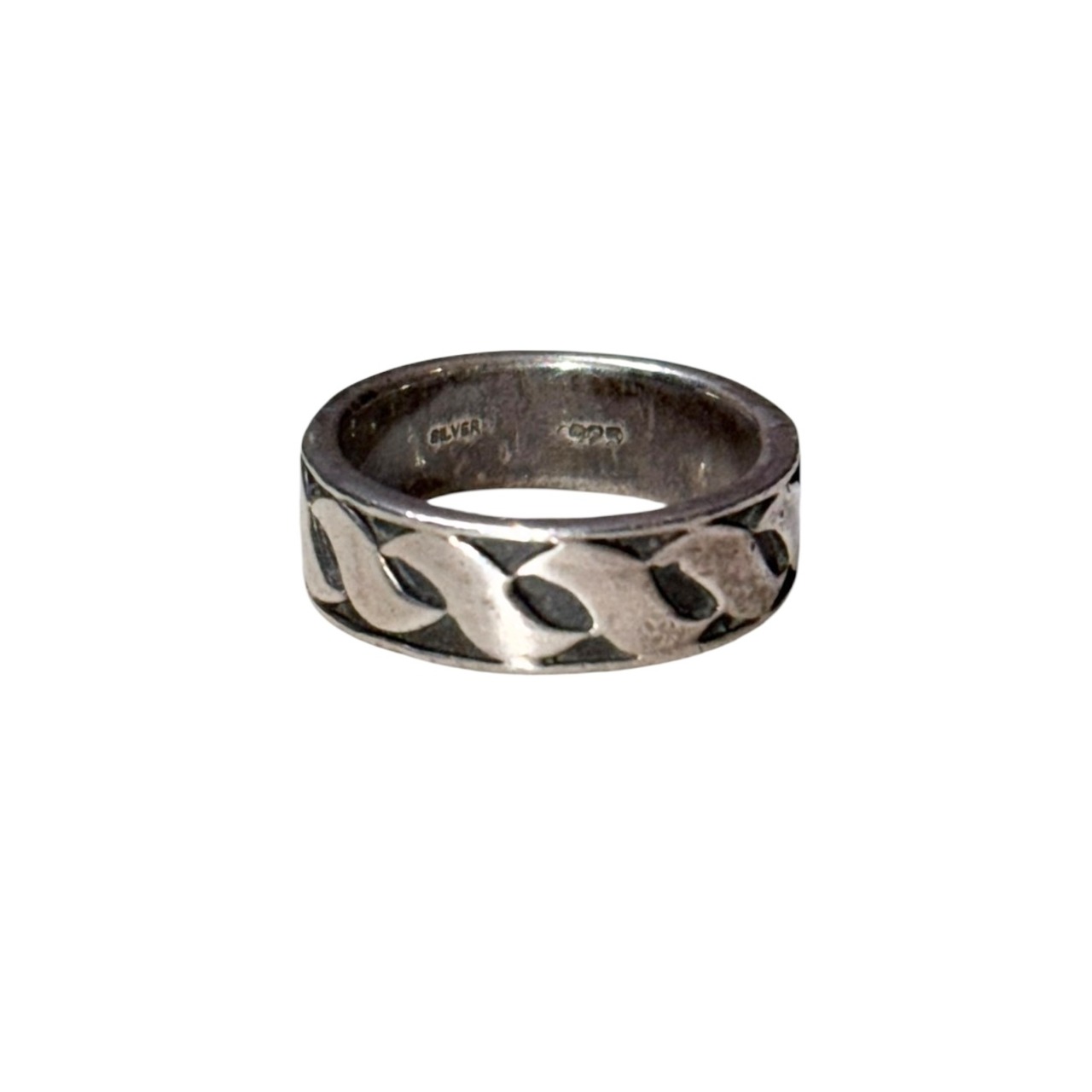 vintage engraved silver band ring