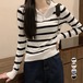 【日本倉庫即納】 ハーフジップボーダー ニットプルオーバー