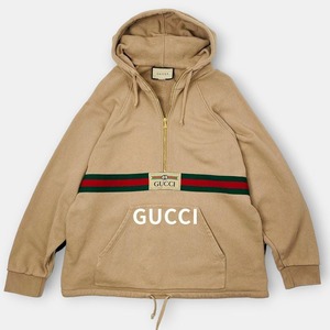 GUCCI グッチ ウェブ コットン パーカー ハーフジップ ヴィンテージロゴ 644656 ブラウン M / J&NREUSE レディース トップス