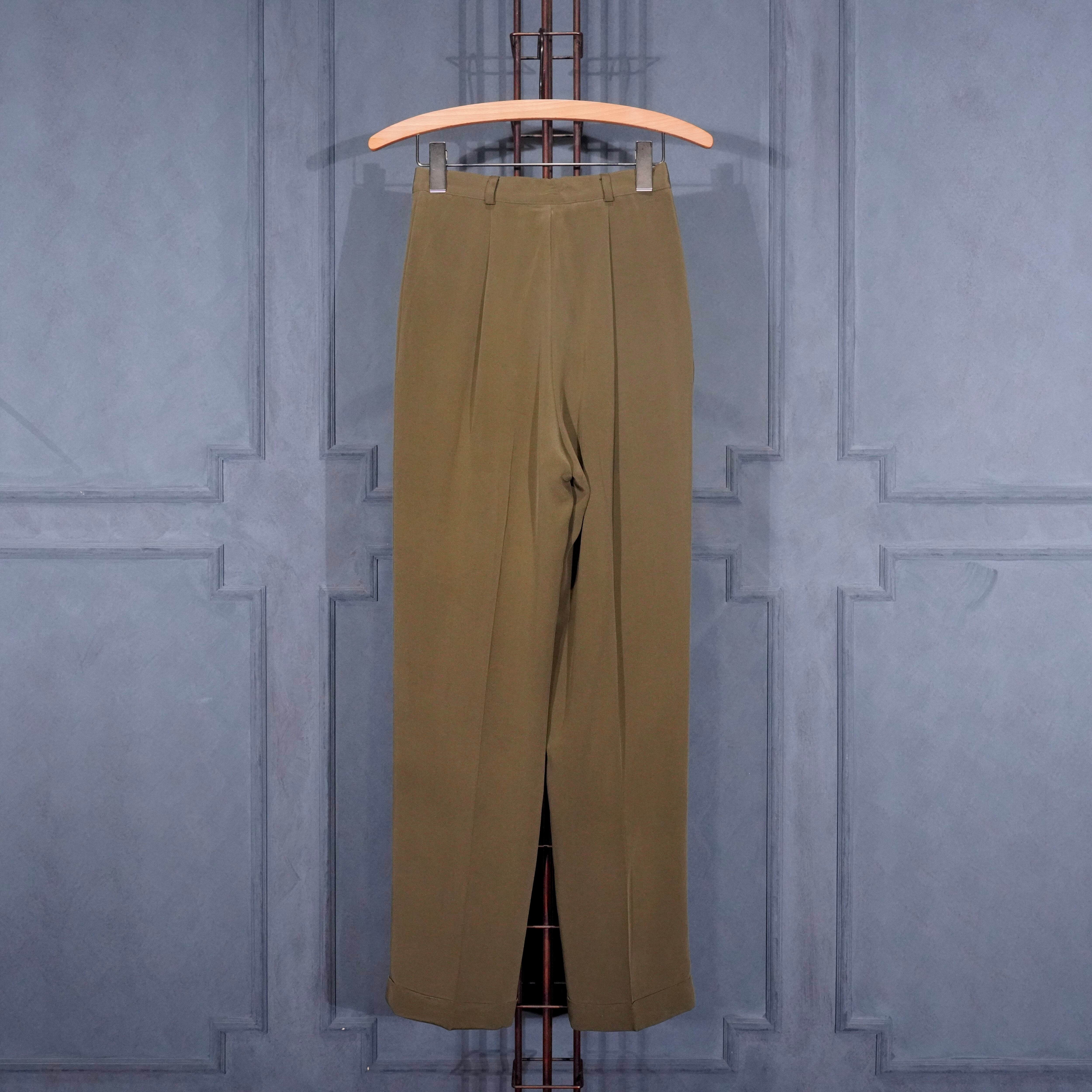 USA VINTAGE JONES NEW YORK PETITE TUCK DESIGN SILK SLACKS PANTS