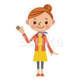 イラスト素材:紹介する若い女性(ベクター・JPG)