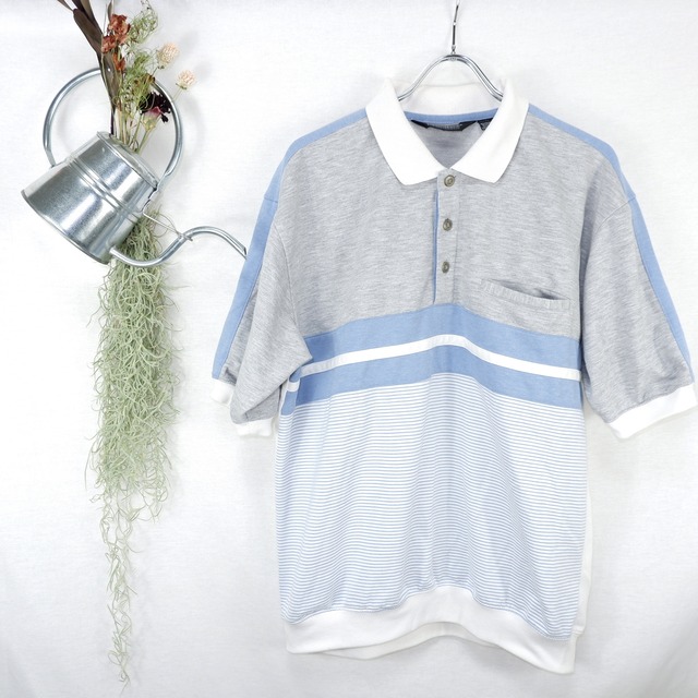 [L] Horizontal Stripes Polo Shirt | ボーダー ポロシャツ