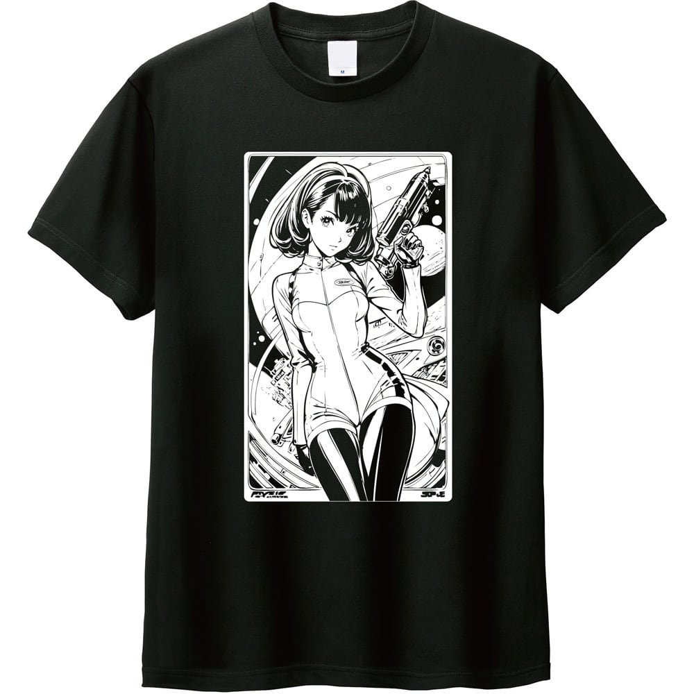 全5色/XXL] レトロアニメ Tシャツ 黒 80s 90s SF アニメ風 ポスター風