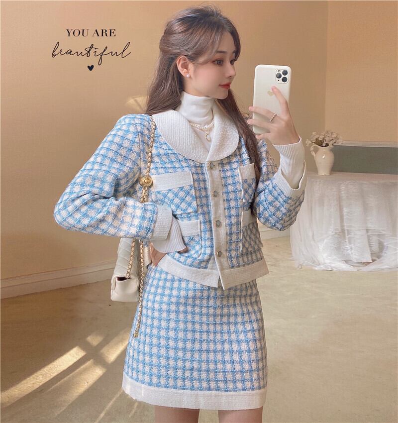 格子柄ジャケット レディースオータムウィンタースカート 秋物 冬物 ドラファッションホール39316415089