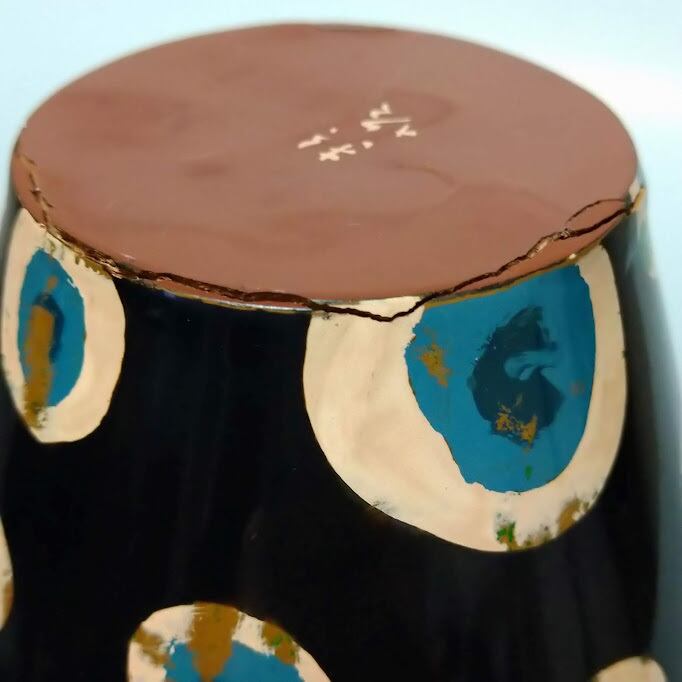 乾漆彩紋飾壺 哲雄 在銘 共箱 漆芸 うるし 共箱 日本の美 モダン