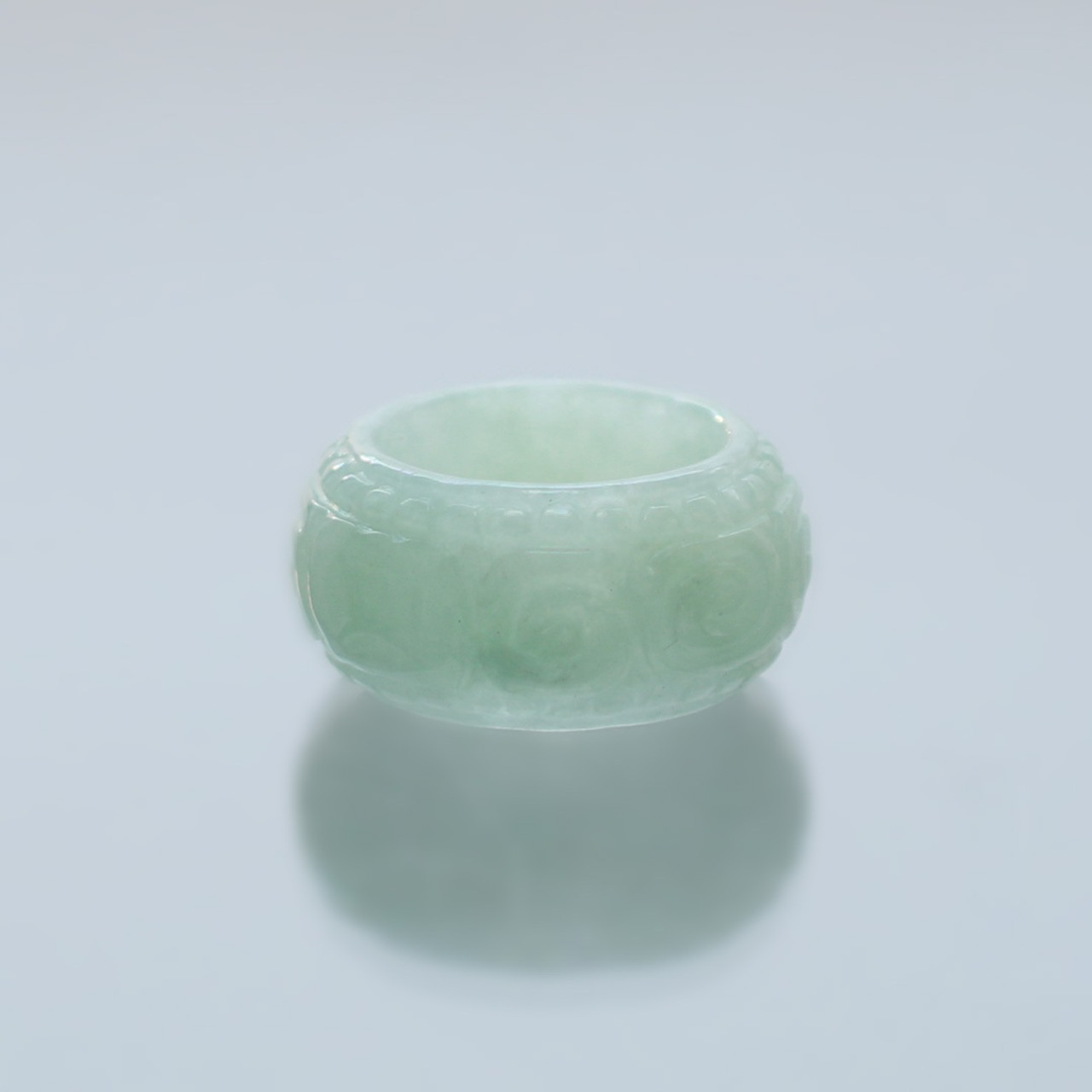 Carving NyoY 翡翠くり抜き甲丸リング A貨翡翠 jd_rg2517