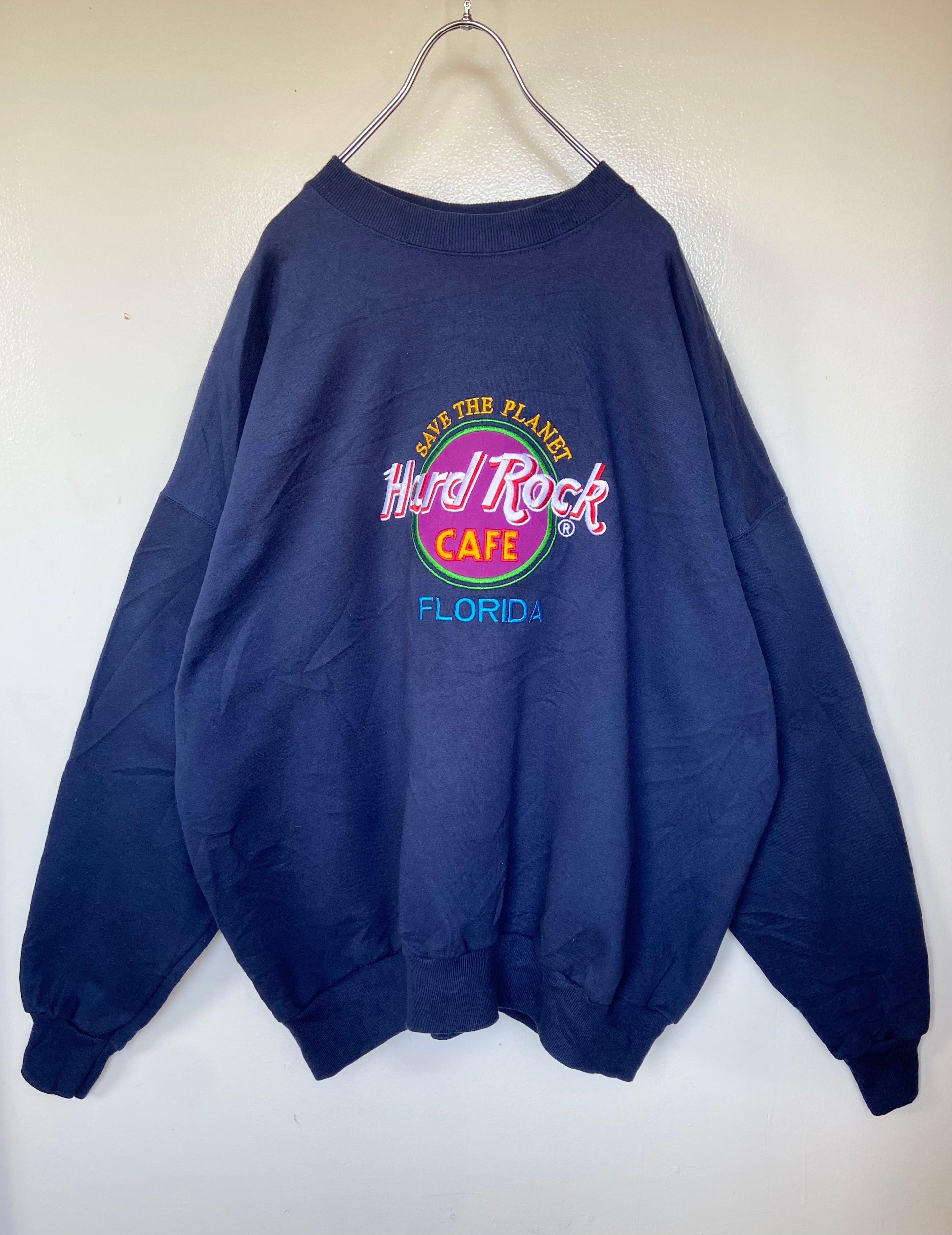 Hard Rock Cafe/ハードロックカフェ スウェット トレーナー 紺 ネイビー フロリダ 刺繍パープル オーバーサイズ　 | 【古着  らくふる】ビンテージ&リメイク専門のオンライン古着SHOP powered by BASE