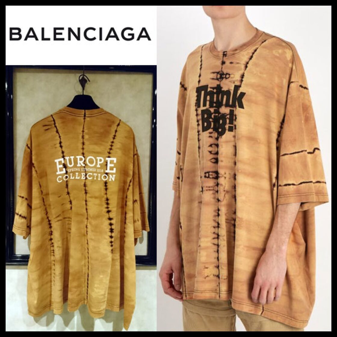 18SS☆BALENCIAGA バレンシアガ THINK BIG! オーバーサイズ タイダイ T 