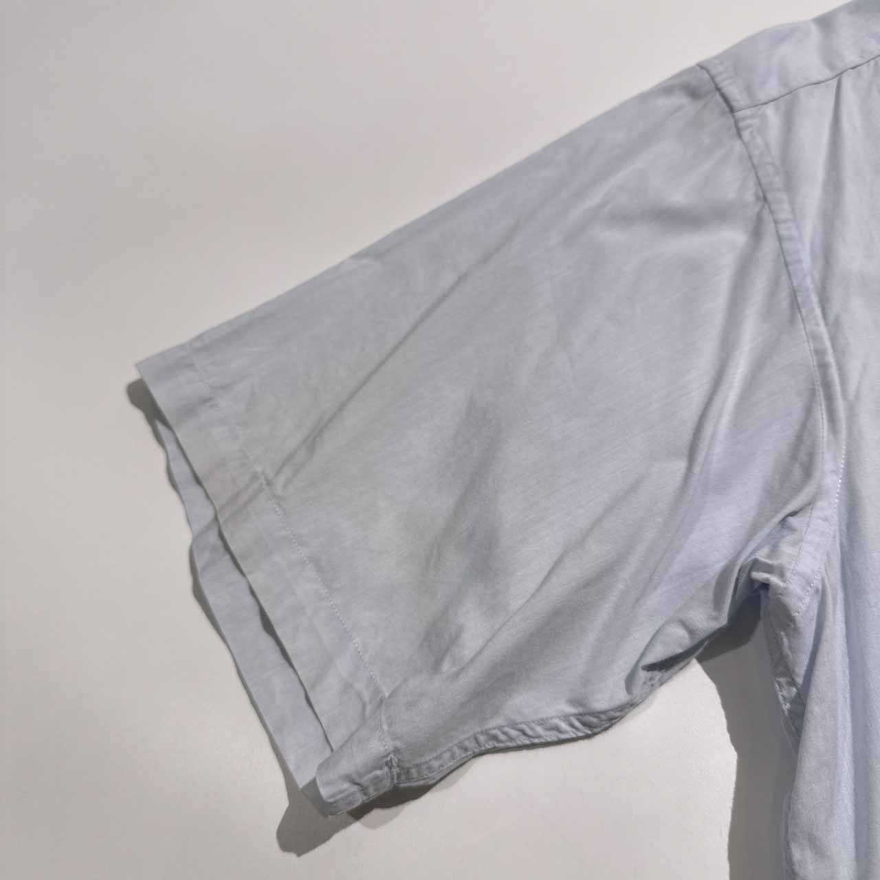 PAPAS パパス 両胸ポケット シルク混 BD 半袖シャツ サイズ L /水色/メンズ/薄手